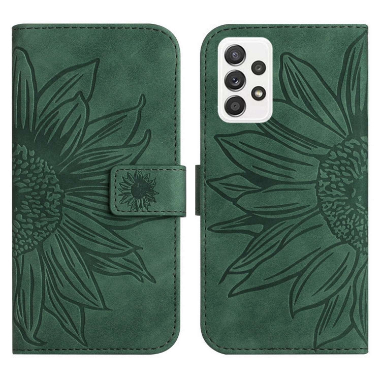For Samsung Galaxy A73 5G Skin Feel Sun Flower Pattern Flip Leather Phone Case with Lanyard