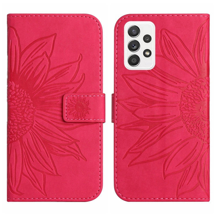 For Samsung Galaxy A73 5G Skin Feel Sun Flower Pattern Flip Leather Phone Case with Lanyard