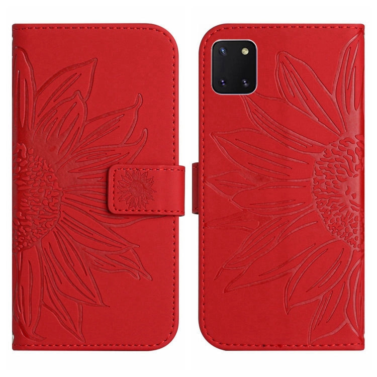 For Samsung Galaxy A81/Note10 Lite Skin Feel Sun Flower Pattern Flip Leather Phone Case with Lanyard