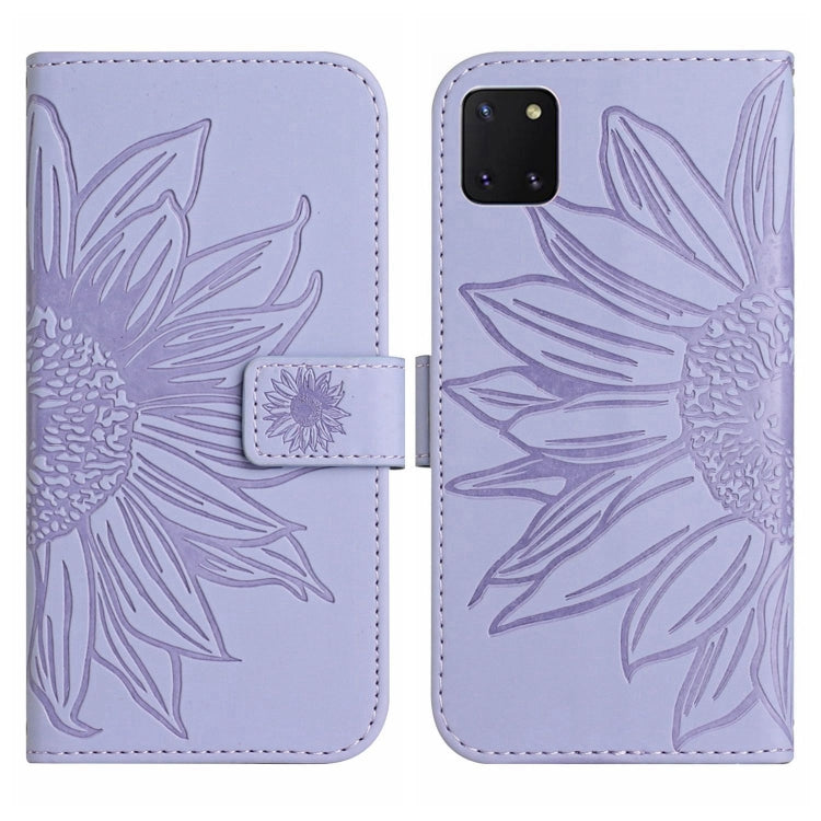 For Samsung Galaxy A81/Note10 Lite Skin Feel Sun Flower Pattern Flip Leather Phone Case with Lanyard