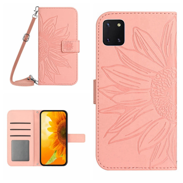 For Samsung Galaxy A81/Note10 Lite Skin Feel Sun Flower Pattern Flip Leather Phone Case with Lanyard