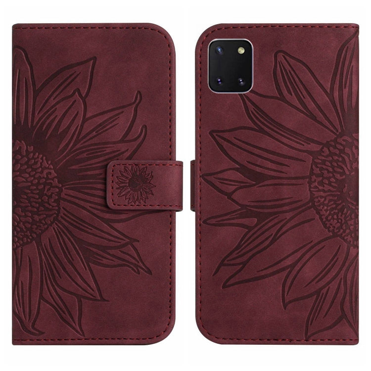 For Samsung Galaxy A81/Note10 Lite Skin Feel Sun Flower Pattern Flip Leather Phone Case with Lanyard