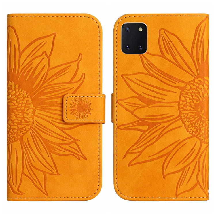 For Samsung Galaxy A81/Note10 Lite Skin Feel Sun Flower Pattern Flip Leather Phone Case with Lanyard