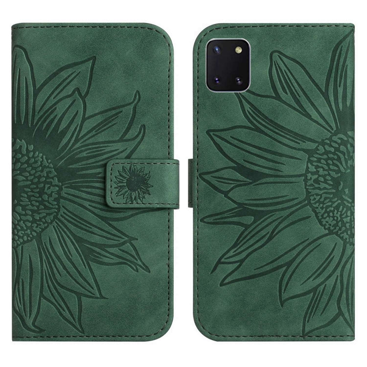 For Samsung Galaxy A81/Note10 Lite Skin Feel Sun Flower Pattern Flip Leather Phone Case with Lanyard