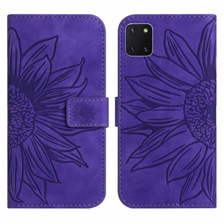 For Samsung Galaxy A81/Note10 Lite Skin Feel Sun Flower Pattern Flip Leather Phone Case with Lanyard