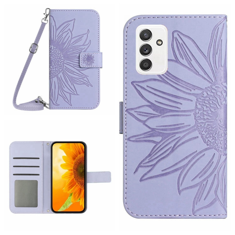 For Samsung Galaxy A82 5G Skin Feel Sun Flower Pattern Flip Leather Phone Case with Lanyard