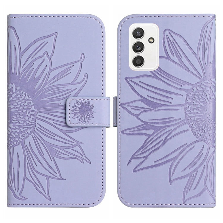 For Samsung Galaxy A82 5G Skin Feel Sun Flower Pattern Flip Leather Phone Case with Lanyard