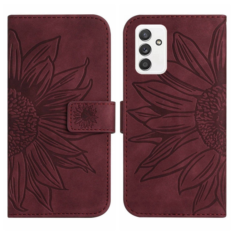For Samsung Galaxy A82 5G Skin Feel Sun Flower Pattern Flip Leather Phone Case with Lanyard
