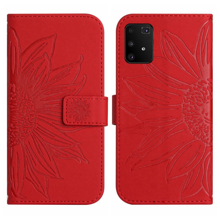 For Samsung Galaxy A91/S10 Lite Skin Feel Sun Flower Pattern Flip Leather Phone Case with Lanyard