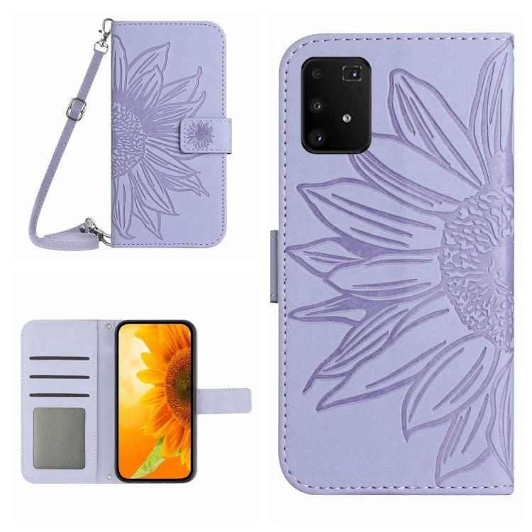For Samsung Galaxy A91/S10 Lite Skin Feel Sun Flower Pattern Flip Leather Phone Case with Lanyard