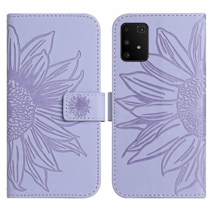 For Samsung Galaxy A91/S10 Lite Skin Feel Sun Flower Pattern Flip Leather Phone Case with Lanyard