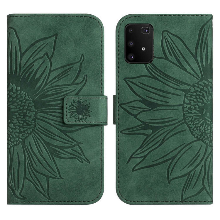 For Samsung Galaxy A91/S10 Lite Skin Feel Sun Flower Pattern Flip Leather Phone Case with Lanyard
