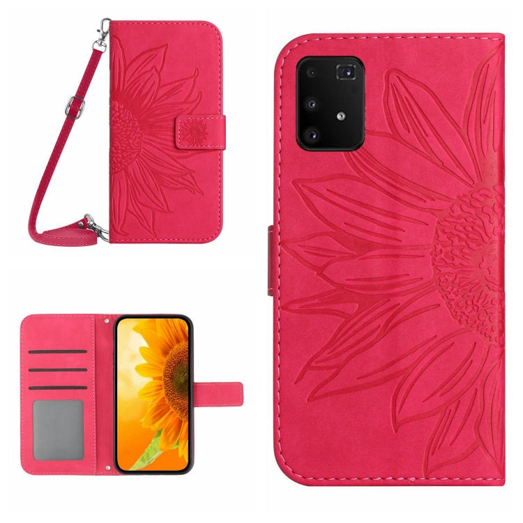 For Samsung Galaxy A91/S10 Lite Skin Feel Sun Flower Pattern Flip Leather Phone Case with Lanyard