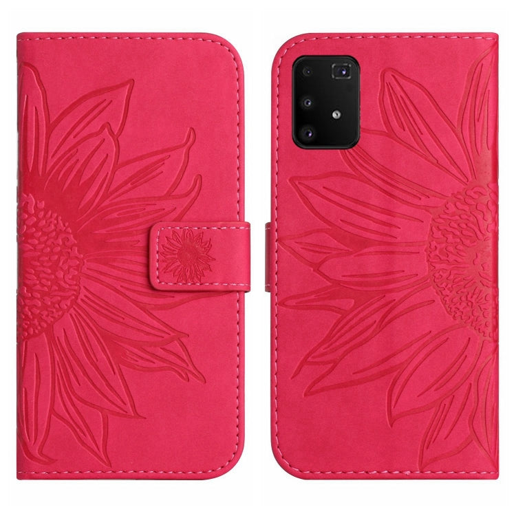 For Samsung Galaxy A91/S10 Lite Skin Feel Sun Flower Pattern Flip Leather Phone Case with Lanyard