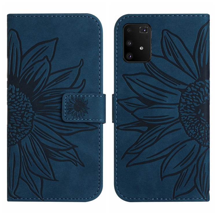 For Samsung Galaxy A91/S10 Lite Skin Feel Sun Flower Pattern Flip Leather Phone Case with Lanyard