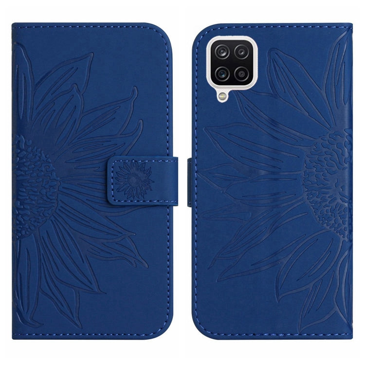 For Samsung Galaxy F62/M62 Skin Feel Sun Flower Pattern Flip Leather Phone Case with Lanyard