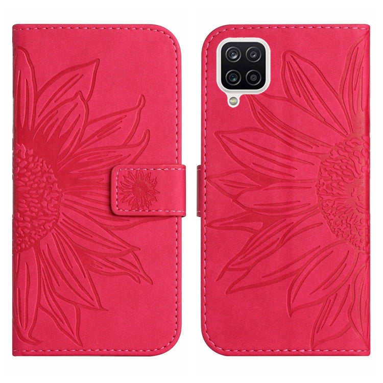 For Samsung Galaxy F62/M62 Skin Feel Sun Flower Pattern Flip Leather Phone Case with Lanyard