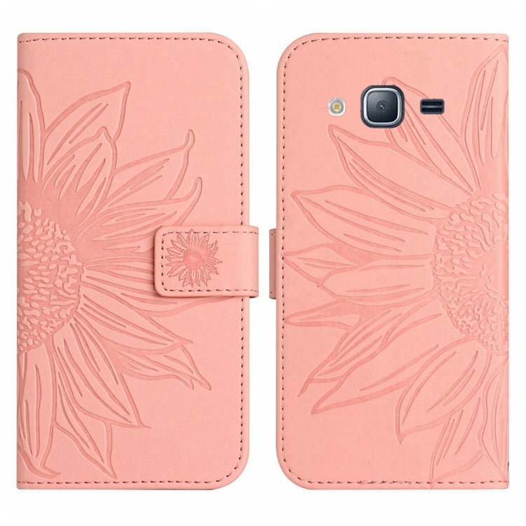 For Samsung Galaxy J2 Prime Skin Feel Sun Flower Pattern Flip Leather Phone Case with Lanyard