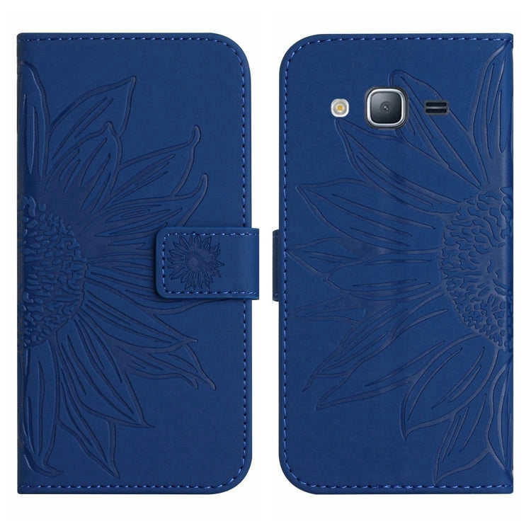 For Samsung Galaxy J2 Prime Skin Feel Sun Flower Pattern Flip Leather Phone Case with Lanyard