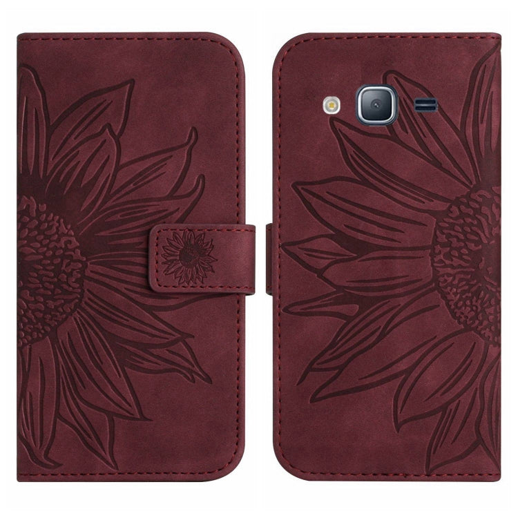For Samsung Galaxy J2 Prime Skin Feel Sun Flower Pattern Flip Leather Phone Case with Lanyard
