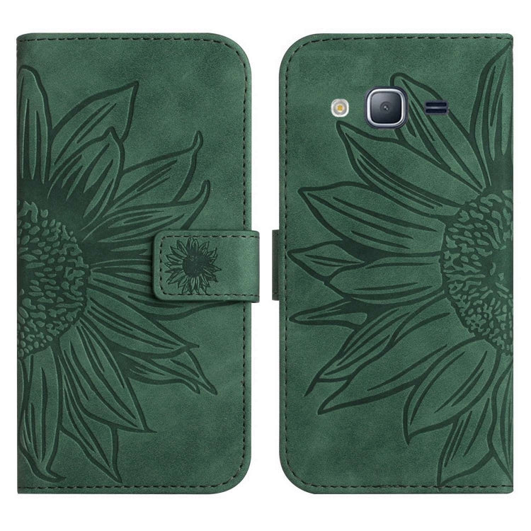 For Samsung Galaxy J2 Prime Skin Feel Sun Flower Pattern Flip Leather Phone Case with Lanyard