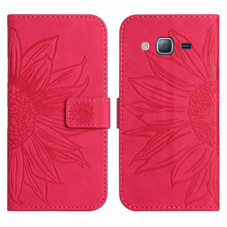 For Samsung Galaxy J2 Prime Skin Feel Sun Flower Pattern Flip Leather Phone Case with Lanyard