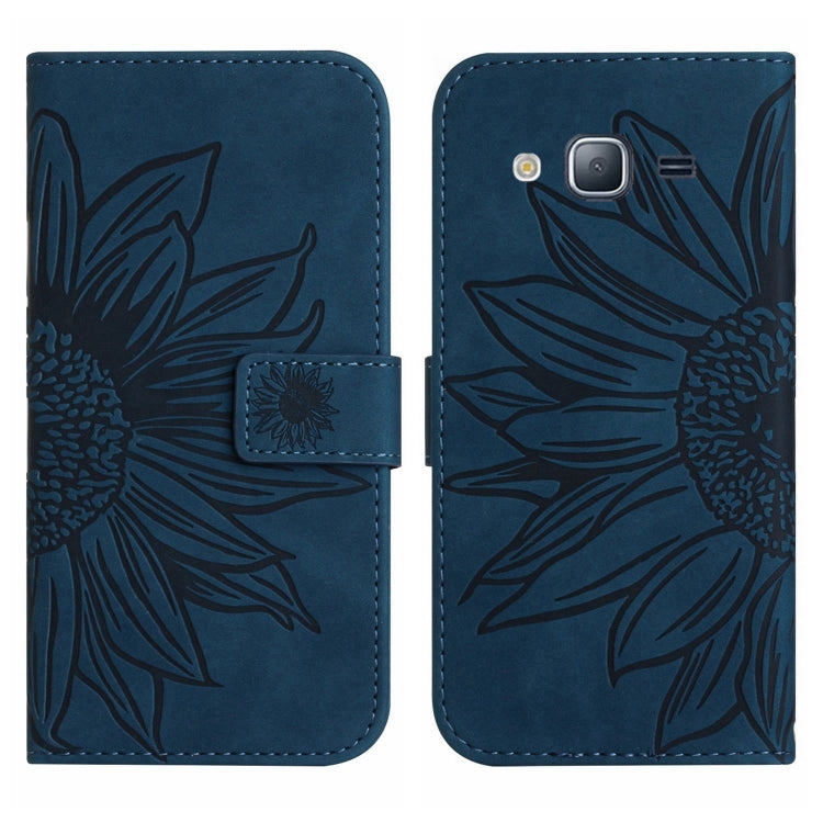 For Samsung Galaxy J2 Prime Skin Feel Sun Flower Pattern Flip Leather Phone Case with Lanyard