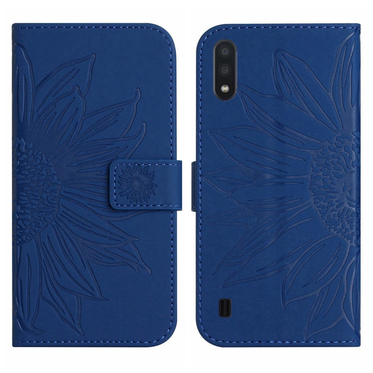 For Samsung Galaxy M10/A10 Skin Feel Sun Flower Pattern Flip Leather Phone Case with Lanyard