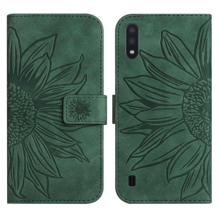 For Samsung Galaxy M10/A10 Skin Feel Sun Flower Pattern Flip Leather Phone Case with Lanyard