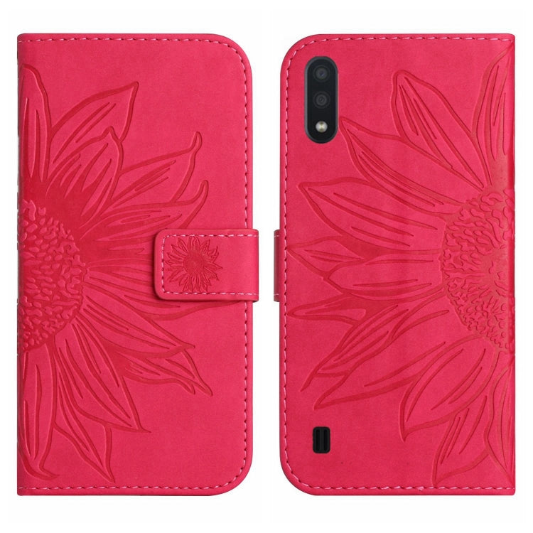 For Samsung Galaxy M10/A10 Skin Feel Sun Flower Pattern Flip Leather Phone Case with Lanyard