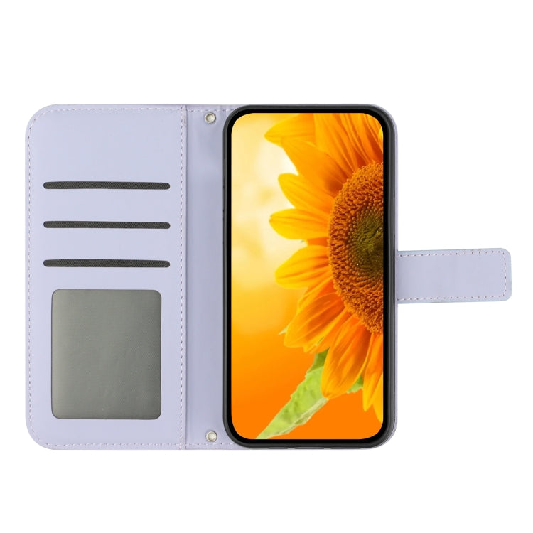 For Samsung Galaxy M31/M21S Skin Feel Sun Flower Pattern Flip Leather Phone Case with Lanyard