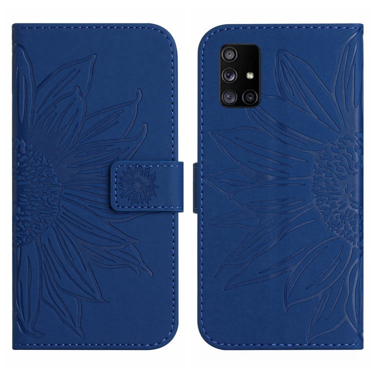 For Samsung Galaxy M51 Skin Feel Sun Flower Pattern Flip Leather Phone Case with Lanyard