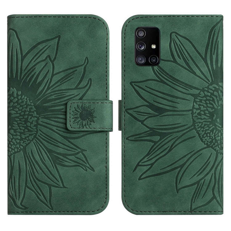 For Samsung Galaxy M51 Skin Feel Sun Flower Pattern Flip Leather Phone Case with Lanyard