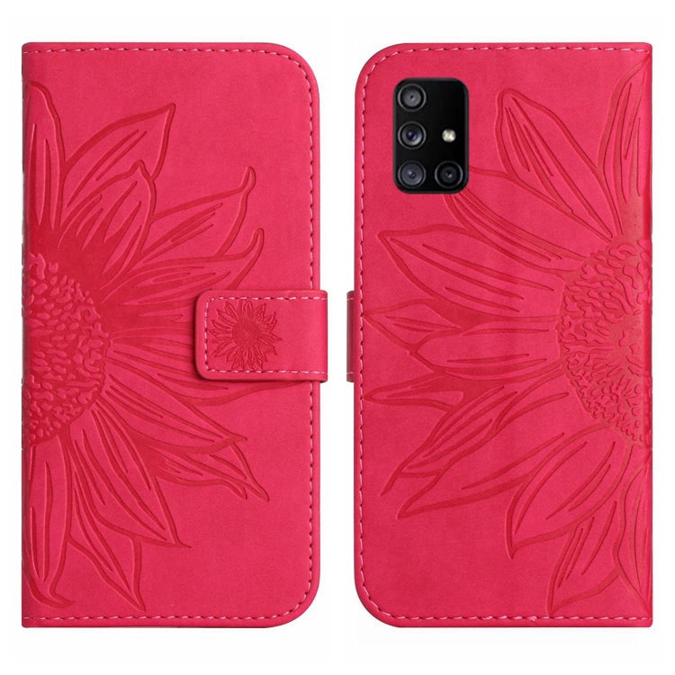 For Samsung Galaxy M51 Skin Feel Sun Flower Pattern Flip Leather Phone Case with Lanyard