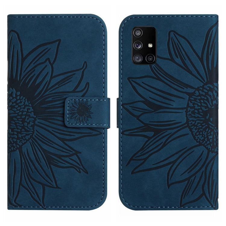 For Samsung Galaxy M51 Skin Feel Sun Flower Pattern Flip Leather Phone Case with Lanyard
