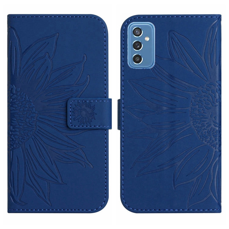 For Samsung Galaxy M52 5G Skin Feel Sun Flower Pattern Flip Leather Phone Case with Lanyard
