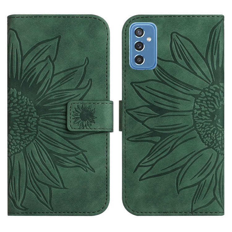 For Samsung Galaxy M52 5G Skin Feel Sun Flower Pattern Flip Leather Phone Case with Lanyard