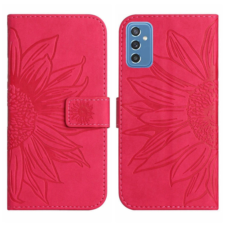 For Samsung Galaxy M52 5G Skin Feel Sun Flower Pattern Flip Leather Phone Case with Lanyard