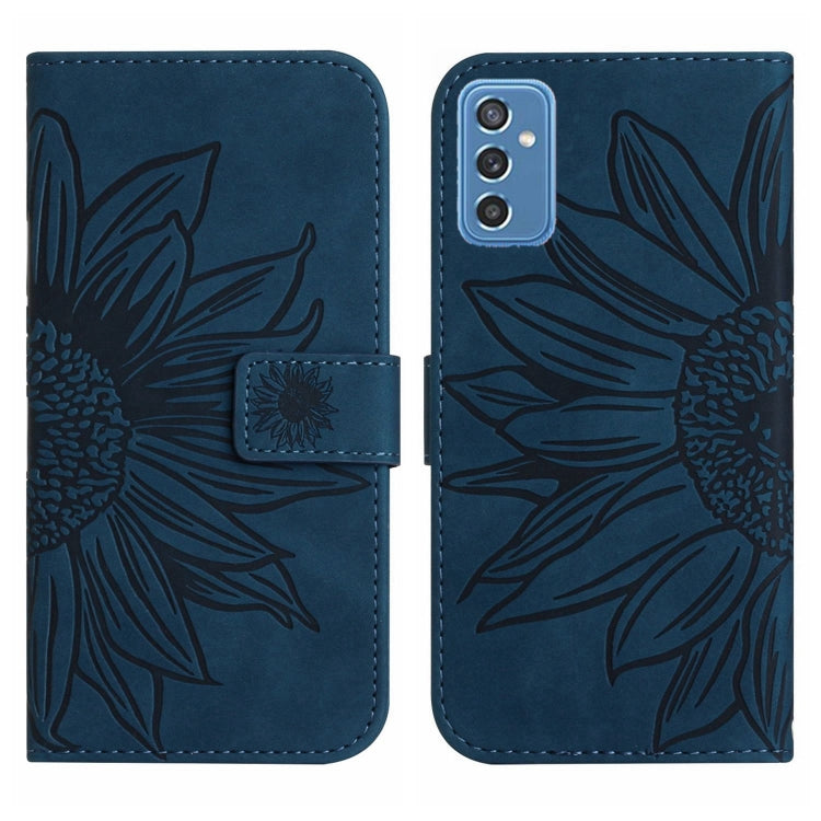 For Samsung Galaxy M52 5G Skin Feel Sun Flower Pattern Flip Leather Phone Case with Lanyard