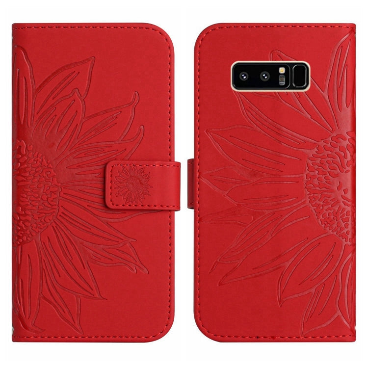 For Samsung Galaxy Note 8 Skin Feel Sun Flower Pattern Flip Leather Phone Case with Lanyard