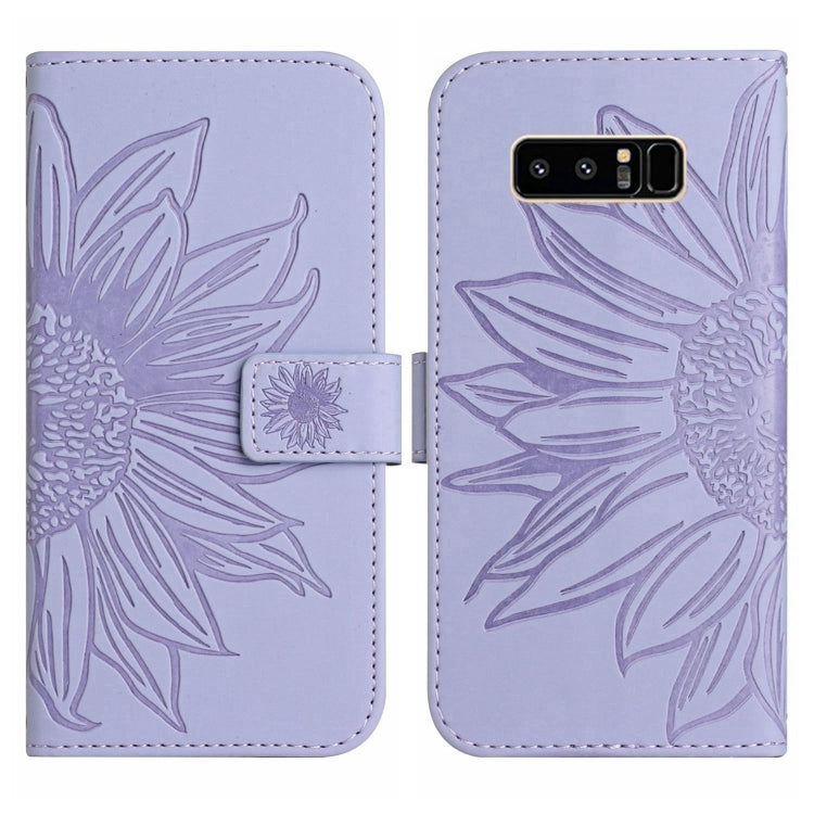 For Samsung Galaxy Note 8 Skin Feel Sun Flower Pattern Flip Leather Phone Case with Lanyard