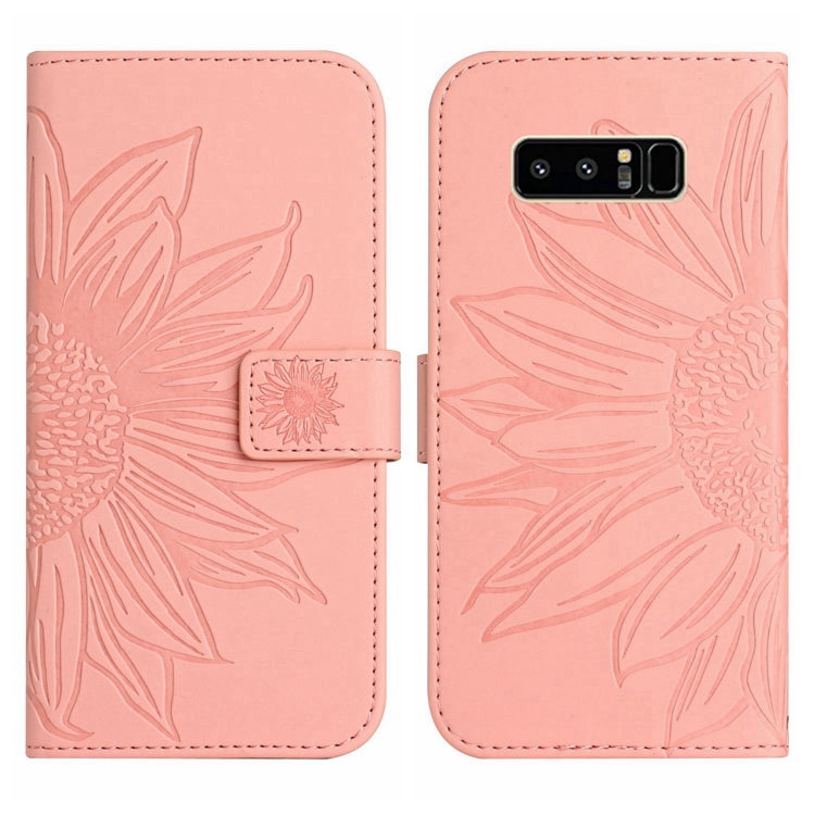 For Samsung Galaxy Note 8 Skin Feel Sun Flower Pattern Flip Leather Phone Case with Lanyard