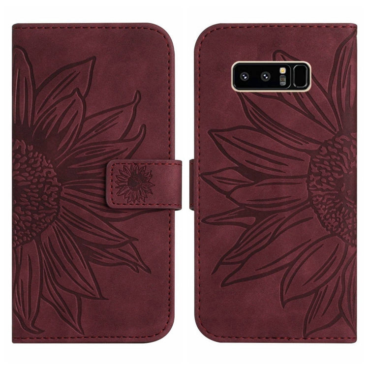 For Samsung Galaxy Note 8 Skin Feel Sun Flower Pattern Flip Leather Phone Case with Lanyard