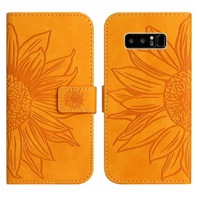 For Samsung Galaxy Note 8 Skin Feel Sun Flower Pattern Flip Leather Phone Case with Lanyard