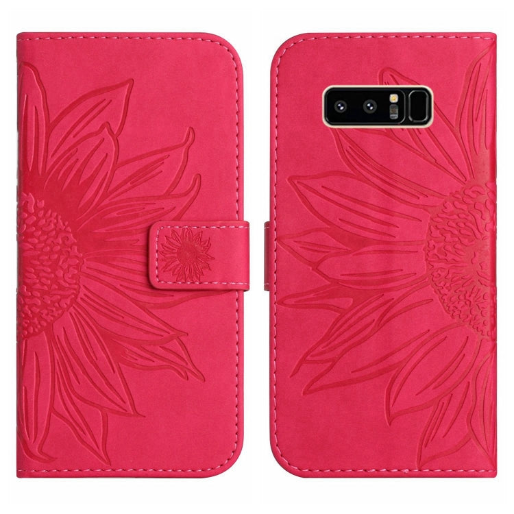 For Samsung Galaxy Note 8 Skin Feel Sun Flower Pattern Flip Leather Phone Case with Lanyard