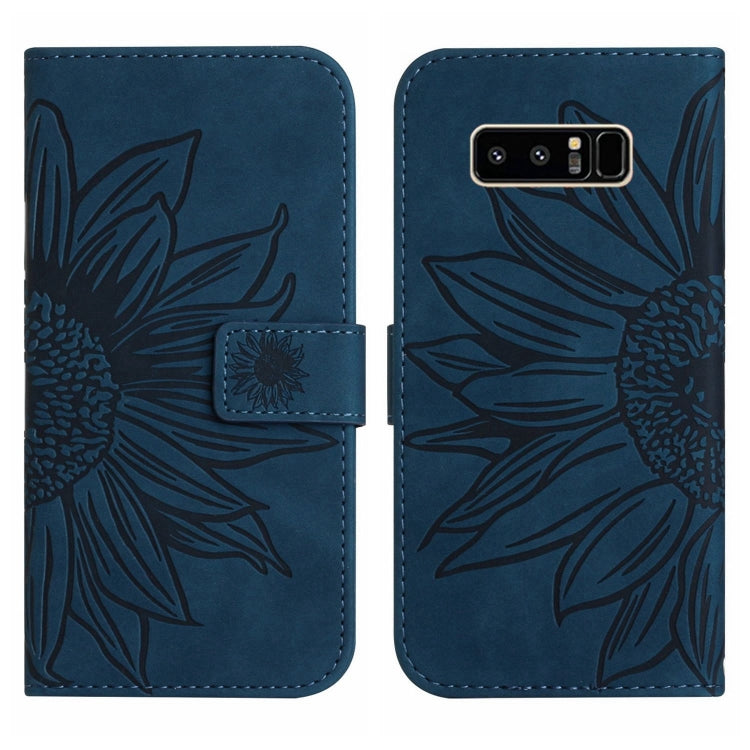 For Samsung Galaxy Note 8 Skin Feel Sun Flower Pattern Flip Leather Phone Case with Lanyard