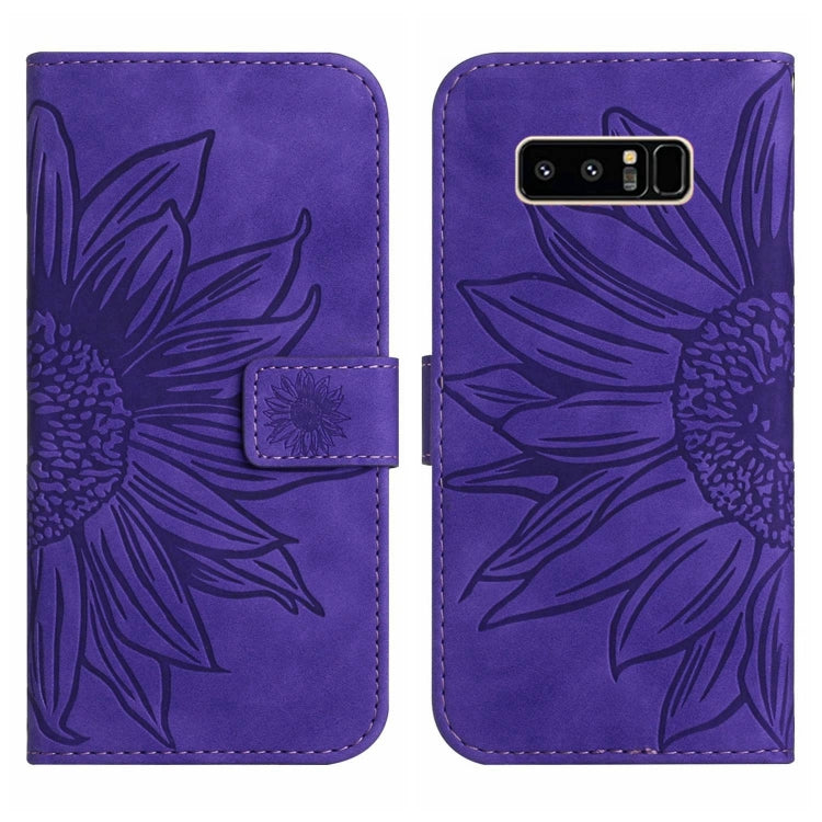 For Samsung Galaxy Note 8 Skin Feel Sun Flower Pattern Flip Leather Phone Case with Lanyard