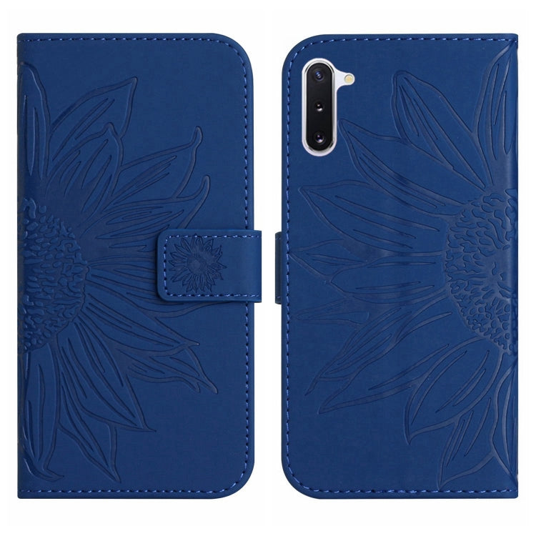 For Samsung Galaxy Note10 Skin Feel Sun Flower Pattern Flip Leather Phone Case with Lanyard