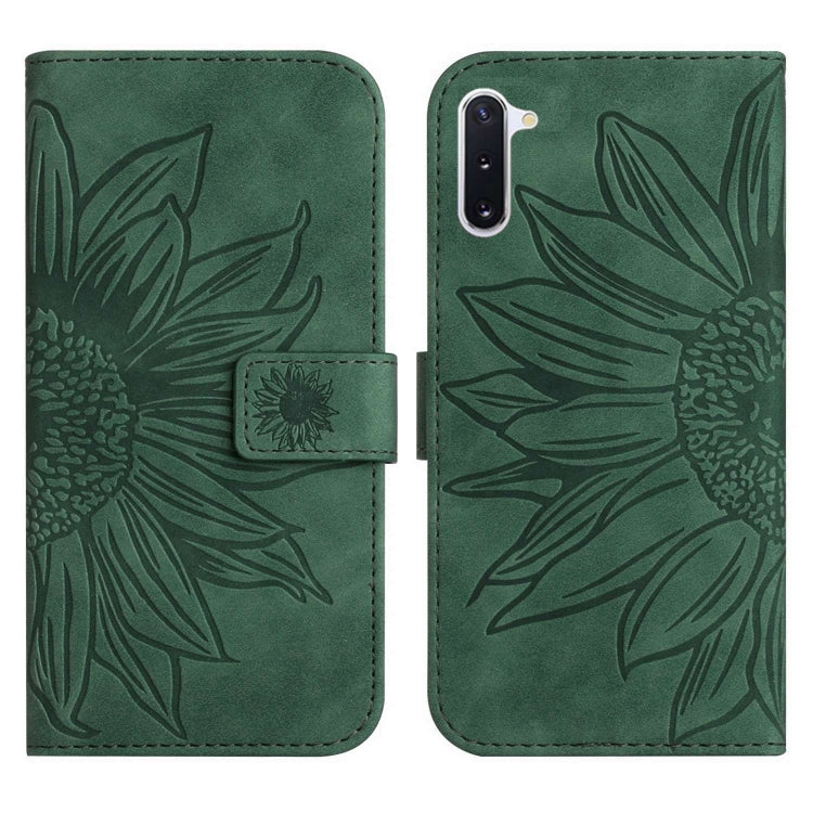 For Samsung Galaxy Note10 Skin Feel Sun Flower Pattern Flip Leather Phone Case with Lanyard