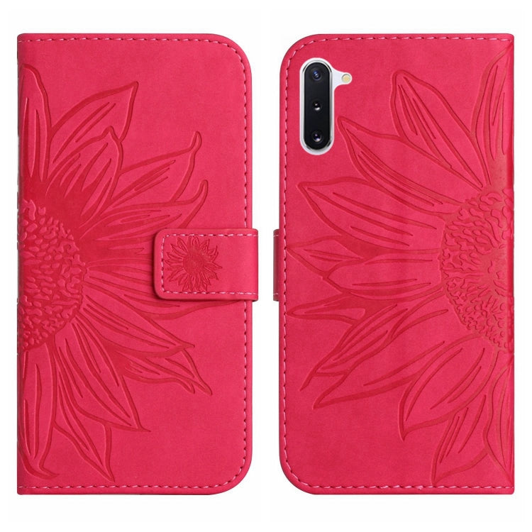 For Samsung Galaxy Note10 Skin Feel Sun Flower Pattern Flip Leather Phone Case with Lanyard